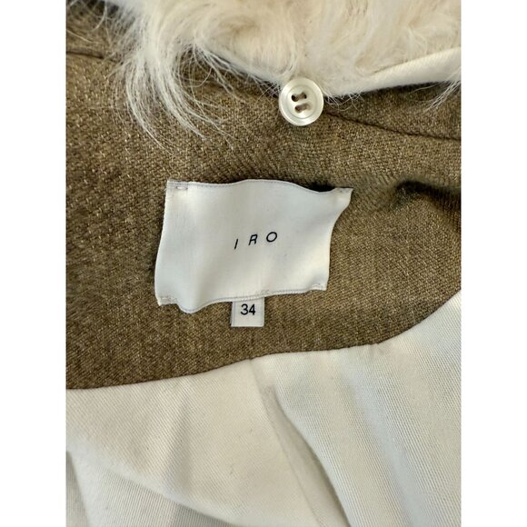 IRO Cidji Shearling Moto Jacket in Brown Wool Blend - Size 2 - Picture 5 of 8